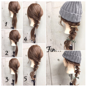 スノボーにも ニット帽と合わせる簡単ヘアアレンジ Hair