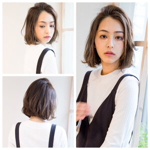 前髪なし 黒髪ボブの愛されヘアは大人可愛い Hair