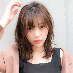 前髪別 セミロングのウルフレイヤー 簡単ヘアアレンジカタログ Hair