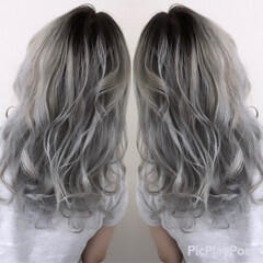 シルバー セミロング ホワイトカラー 外国人風カラー One One Deux Rinami Hair