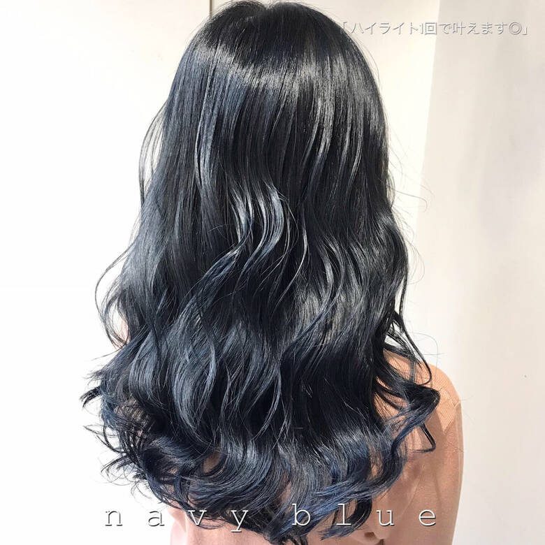 ネイビー 暗髪 セミロング モード Folk フォーク 恵比寿 Tomoya Hair