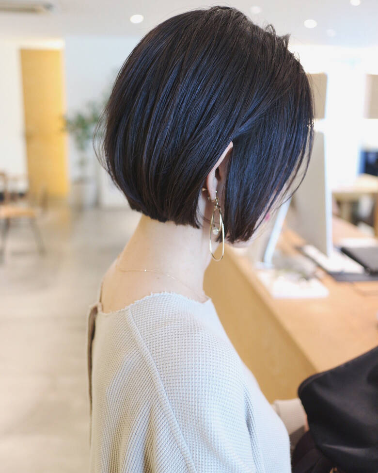 切りっぱなしボブ 黒髪ショート ショート 地毛風カラー Freelance Miyoshi Hair