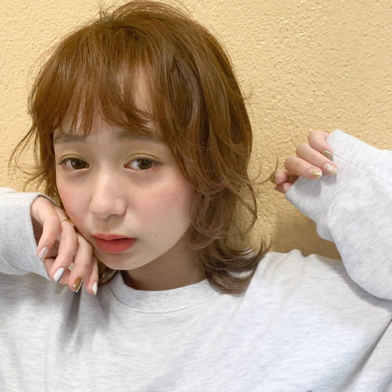 ストリート ミルクティーベージュ レイヤースタイル ウルフカット Kyli 塚本 夏帆 6405 Hair