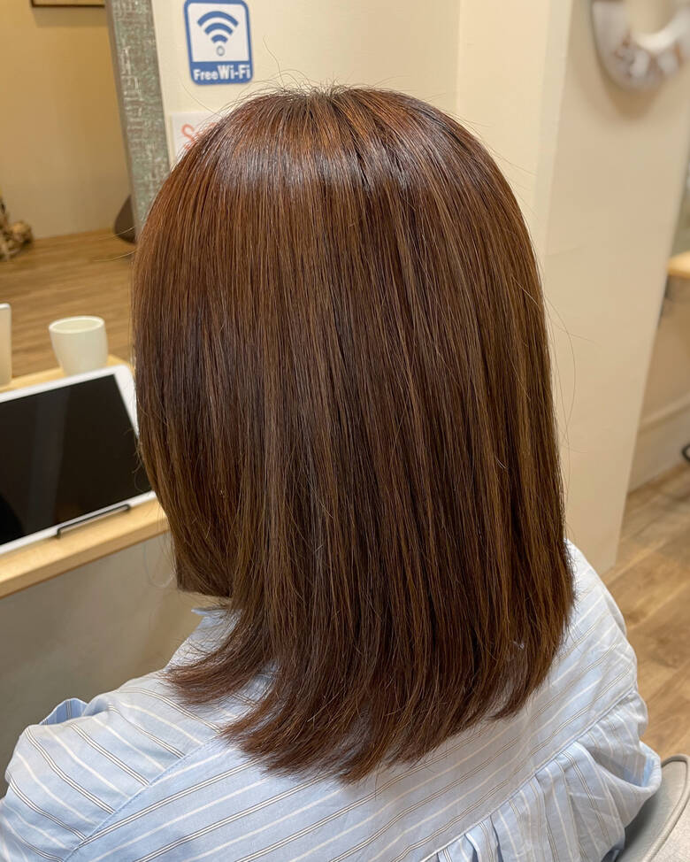 ナチュラル ミディアム まとまるボブ 髪質改善トリートメント ヘアリゾートルアルア 小見綾香 Hair