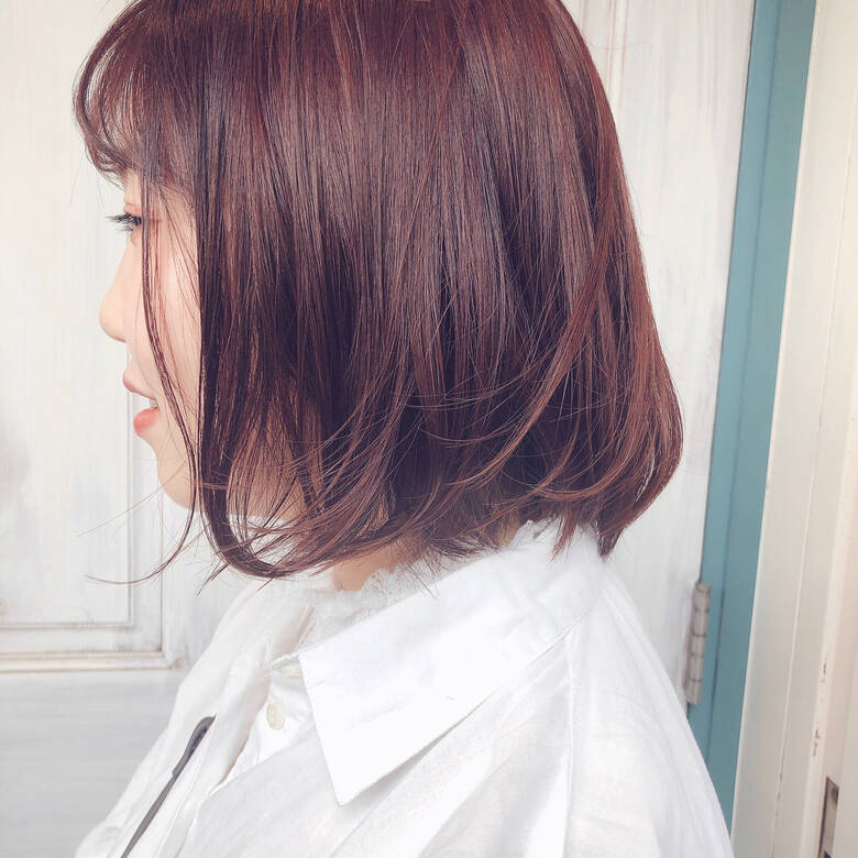 ボブ ピンクブラウン ナチュラル 外国人風 Kotona 稲見麻利子 Hair