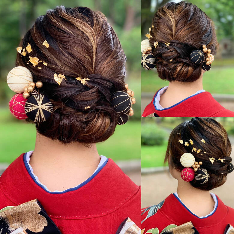 フェミニン インナーカラー 成人式ヘアメイク着付け ハイライト フリーランス 吉田じゅんこ Hair