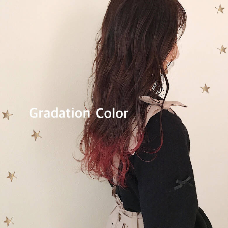 ロング グラデーションカラー ストリート ピンク Salon Akira 市川千夏 札幌 Hair