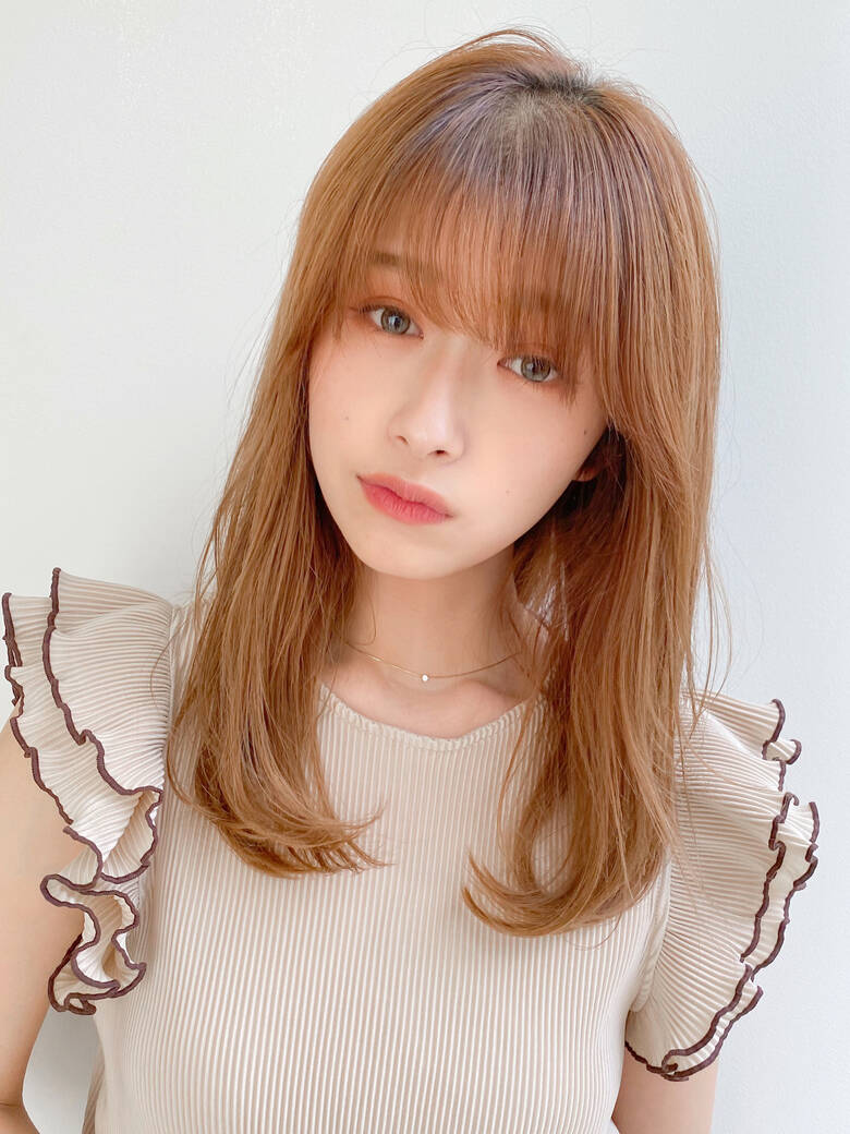 ナチュラル ミディアム ミディアムレイヤー デジタルパーマ Agnos青山 平野 七海 Agnos青山 Hair