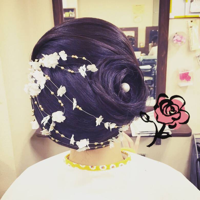 大人かわいい 着物 ヘアアレンジ ロング Honey Bell Chie Hair