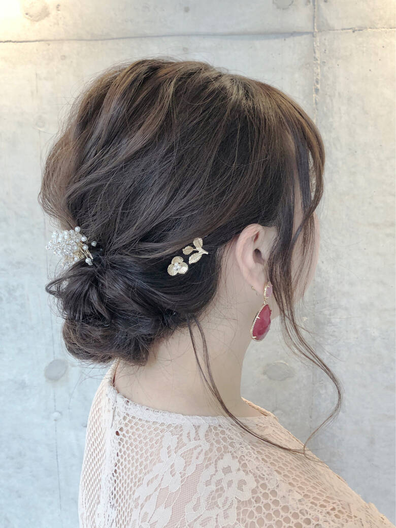 ナチュラル 結婚式ヘアアレンジ こなれ感 ミディアム Davin 中目黒 福士一哉 Hair