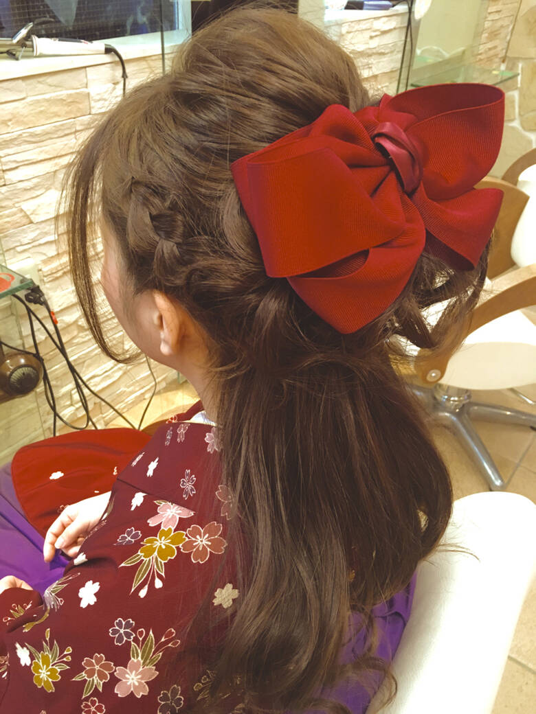 袴 着物 編み込み セミロング Old Chiho Hair