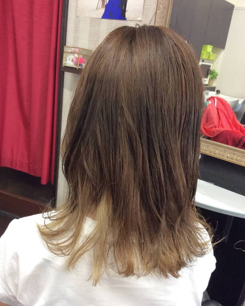 ミディアム ナチュラルベージュ インナーカラー ナチュラルブラウンカラー リンクス美容室 Rumilinks美容室 Hair