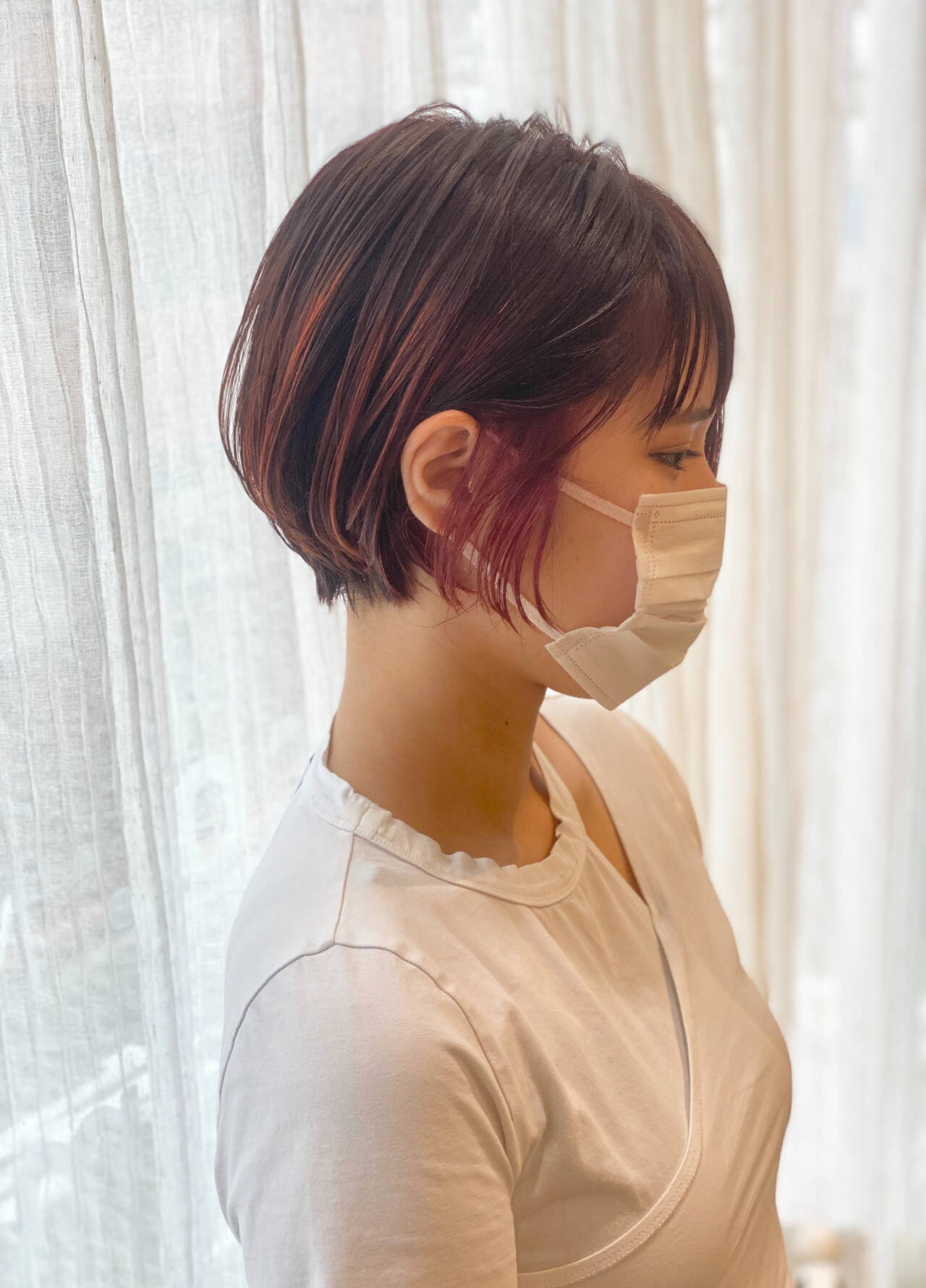 ガーリー ショートボブ ベリーピンク インナーカラー Baco 畑山拓也 5931 Hair