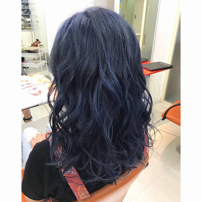 ストリート ネイビー セミロング ブルー Les Garcons 藤野美咲 Hair