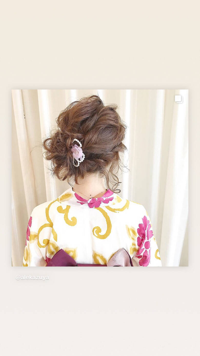 ナチュラル ミディアム ヘアアレンジ 浴衣アレンジ Hair Nail Space A Le 内田 一也 4644 Hair