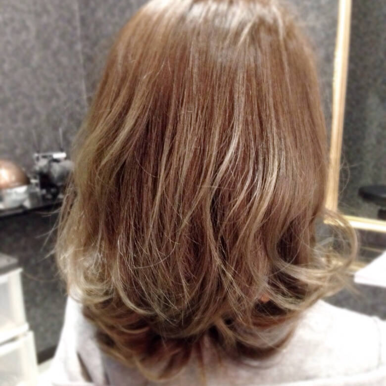 パーマ ハイライト ミディアム アッシュグレージュ Brown Sugar 金原 潤 Hair