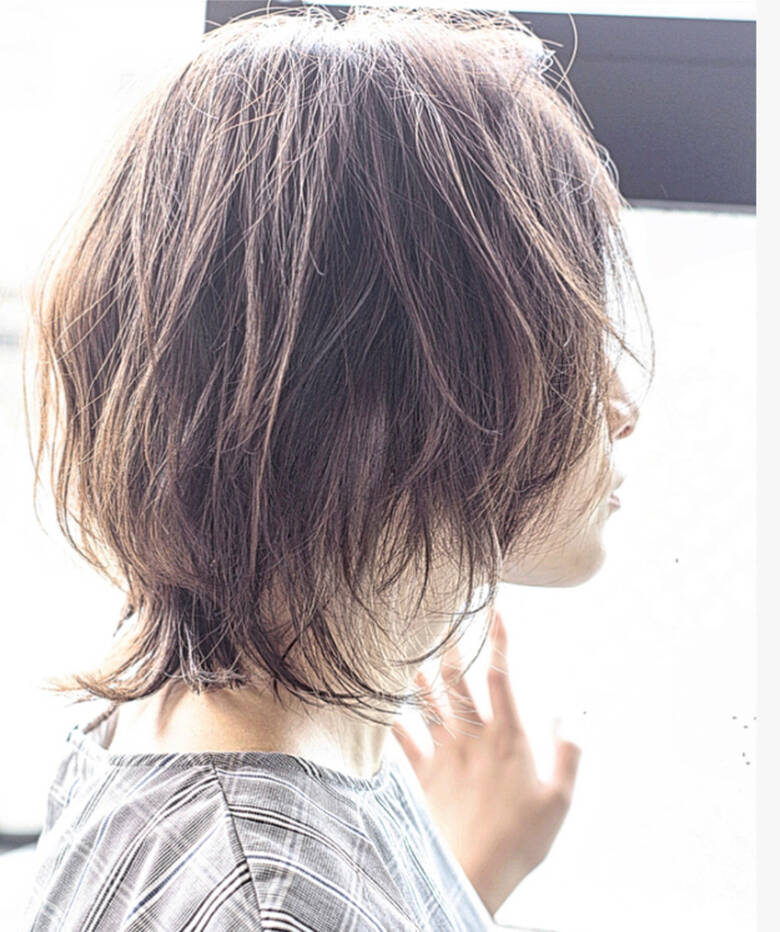 ナチュラル オフィス ウルフカット グレージュ Sora Ken Hair