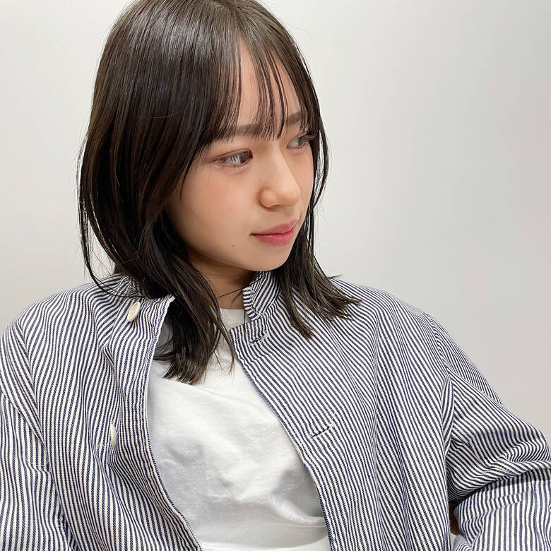 ロブ 黒髪 ナチュラル ぱっつん Waka 6221 Hair