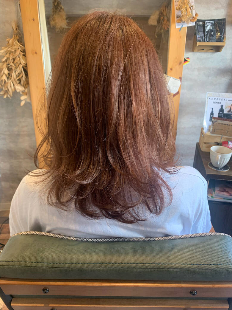オレンジブラウン セミロング ブリーチオンカラー アプリコットオレンジ Atelierameri Aco Hair オレンジブラウン セミロング ブリーチオンカラー アプリコットオレンジ Atelierameri Aco Hair