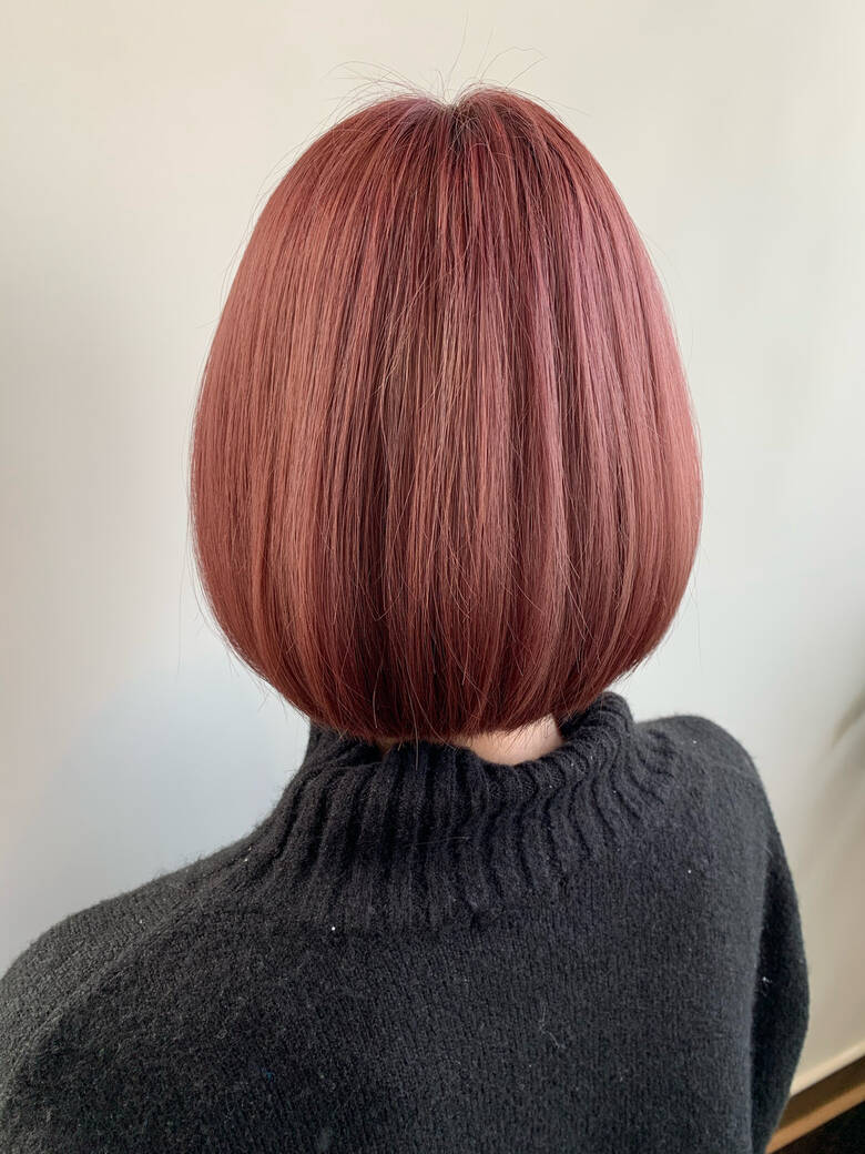 切りっぱなしボブ ピンク ショートボブ ピンクベージュ Rold Poire Masaya Hair 切りっぱなしボブ ピンク ショートボブ ピンクベージュ Rold Poire Masaya Hair