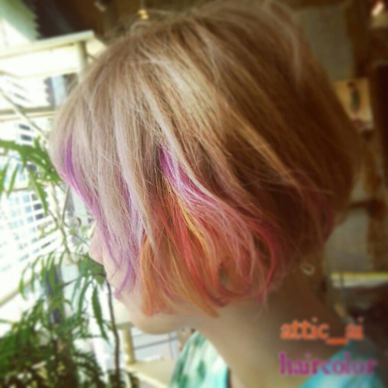 インナーカラー ショート カラーバター メッシュ Attic 長谷川 愛 4415 Hair インナーカラー ショート カラーバター メッシュ Attic 長谷川 愛 4415 Hair