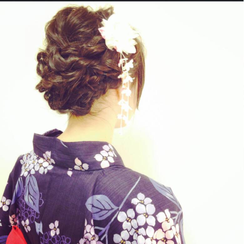 ヘアアレンジ お祭り 花火大会 黒髪 Bottoms Kaneko Mayumi 061 Hair