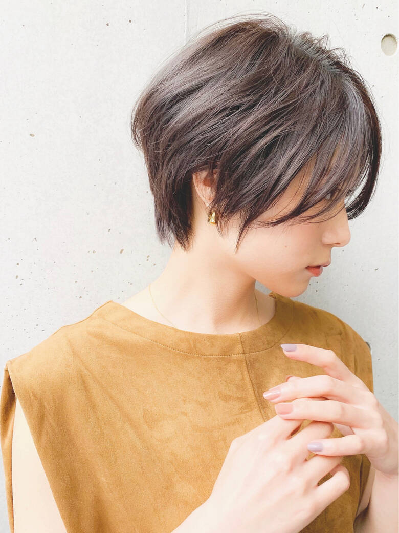 ショート ワンカールパーマ 暗髪 ナチュラル Ain 前髪 後れ毛 顔周りこだわり 北野愛 Hair