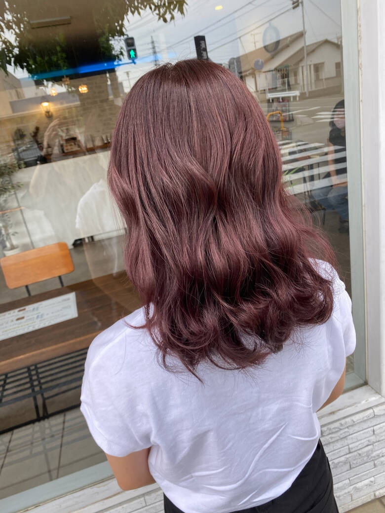 ブリーチ無し ピンクベージュ セミロング ラベンダーピンク Lunon 木村 厚輝 Hair