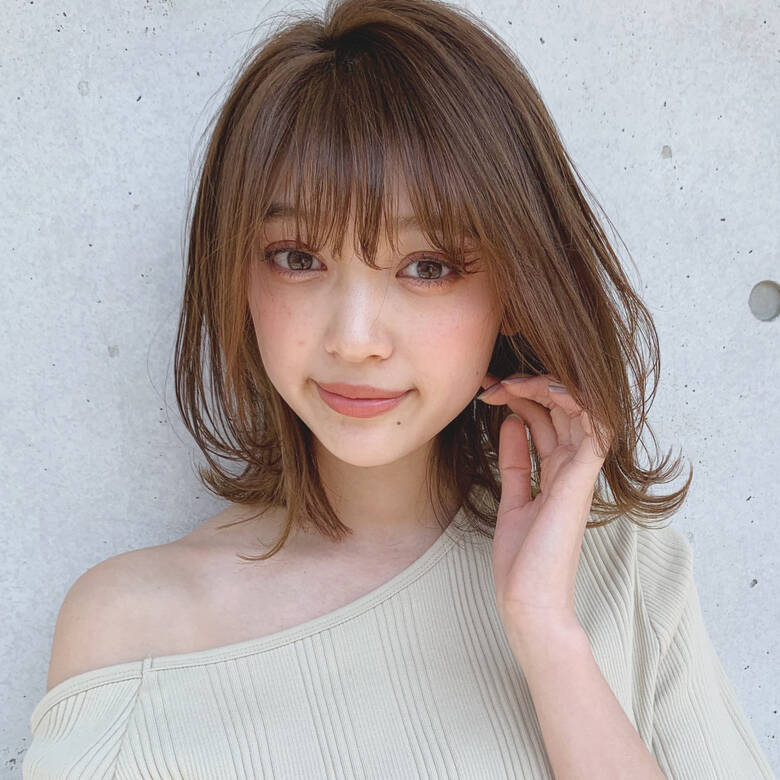 デジタルパーマ 鎖骨ミディアム ヘアアレンジ ナチュラル Agnos 青山 杉山 美羽 Agnos青山 Hair