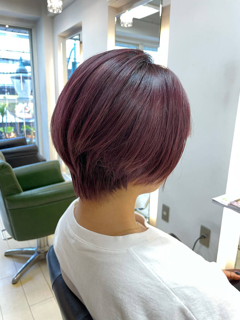 ショートボブ ダブルカラー ベリーピンク ピンク Allora 上野紘希 6436 Hair