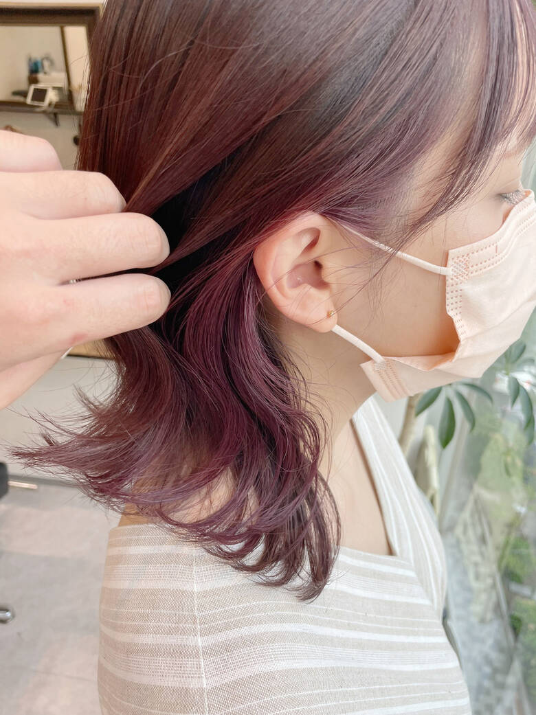 インナーカラー イヤリングカラー ボブ イヤリングカラーピンク Goofytokyo銀座 渋谷トモヒロ ショート ボブ 6637 Hair
