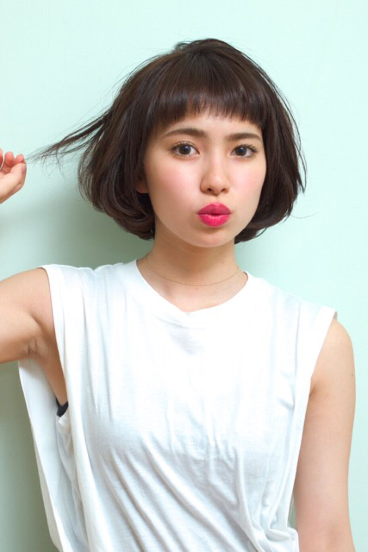 髪型 ボブ オン眉