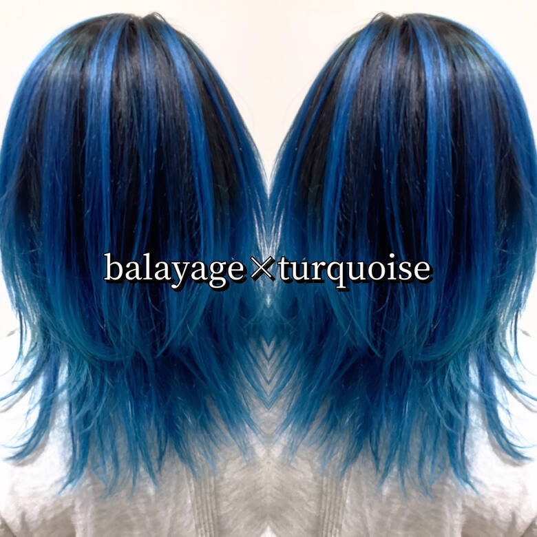 ストリート ミディアム ターコイズブルー ヘアカラー Trecolori 津田沼店 色彩学カラー学生人気no 1 稲田 全将 Hair