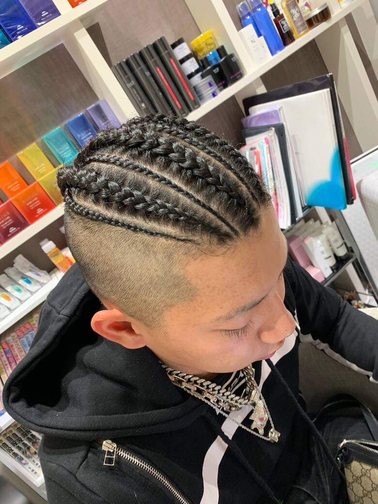 コーンロウ 黒髪 ミディアム 外国人風 Wicked 東風上 亮介 5130 Hair