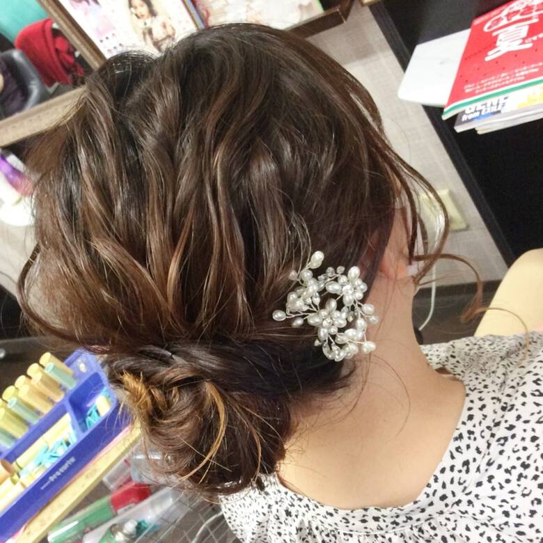 ナチュラル ヘアアレンジ ミディアム ふわふわヘアアレンジ リンクス美容室 Rumilinks美容室 Hair