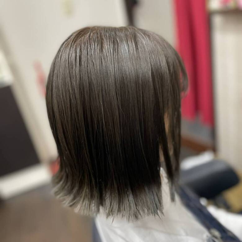 外ハネボブ ショートボブ ボブ アッシュブラウン リンクス美容室 Rumilinks美容室 Hair