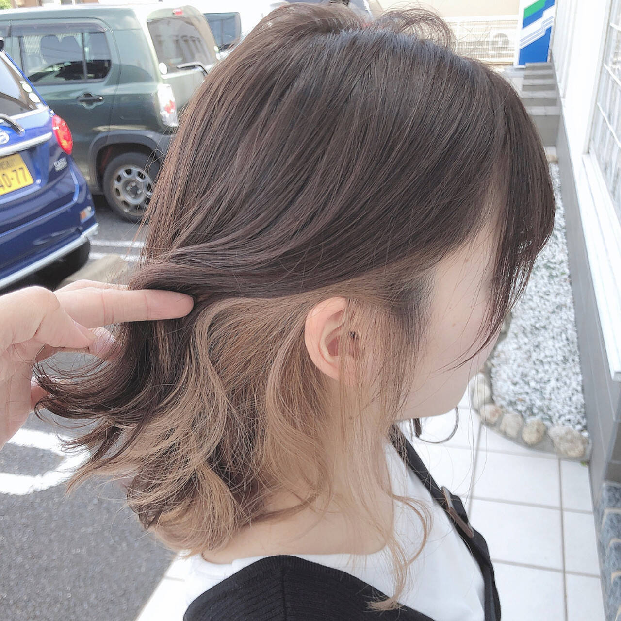 インナーカラー ミルクティーベージュ イヤリングカラー ナチュラル×ブランシェ小牧店×具志正太×583108【HAIR】