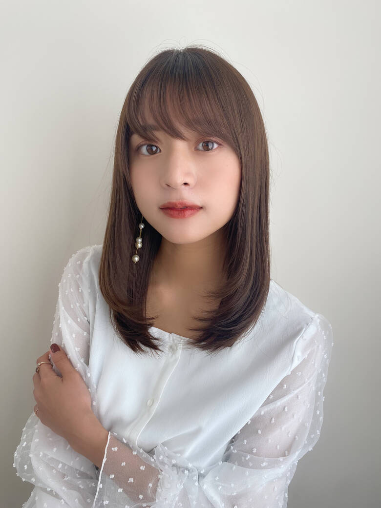 大人可愛い 前髪あり レイヤーカット セミロング Dyplus あ 6116 Hair