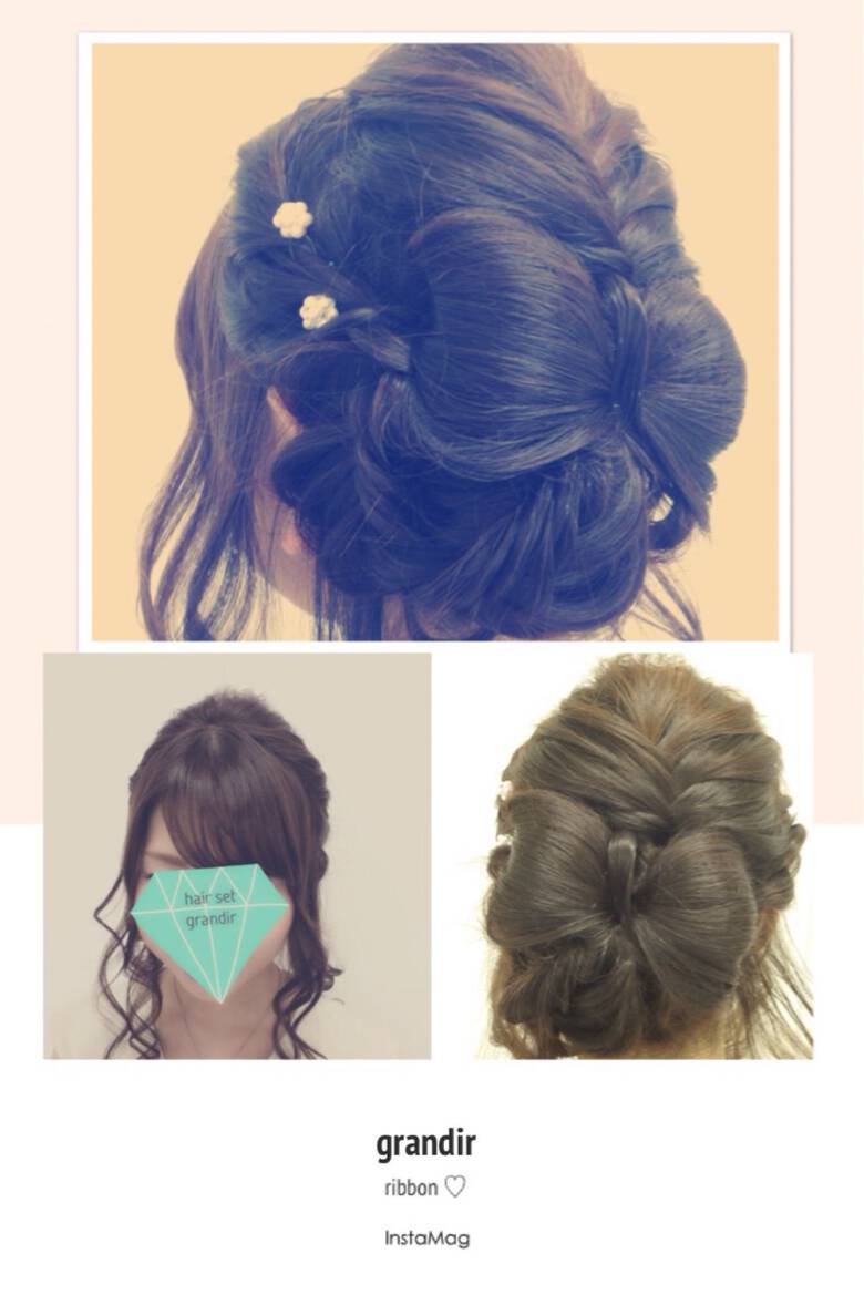 パーティ 結婚式 編み込み フィッシュボーン Grandir Nokura Mai Hair