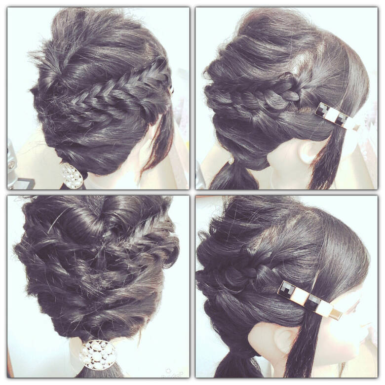 三つ編み くるりんぱ ロング ヘアアレンジ Yu Hair