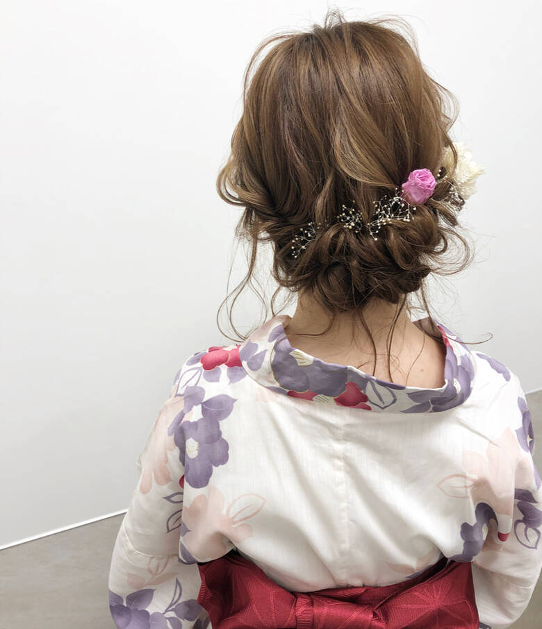 ギブソンタック 浴衣ヘア ミディアム 結婚式 Maison De Sisi Hii De Hair