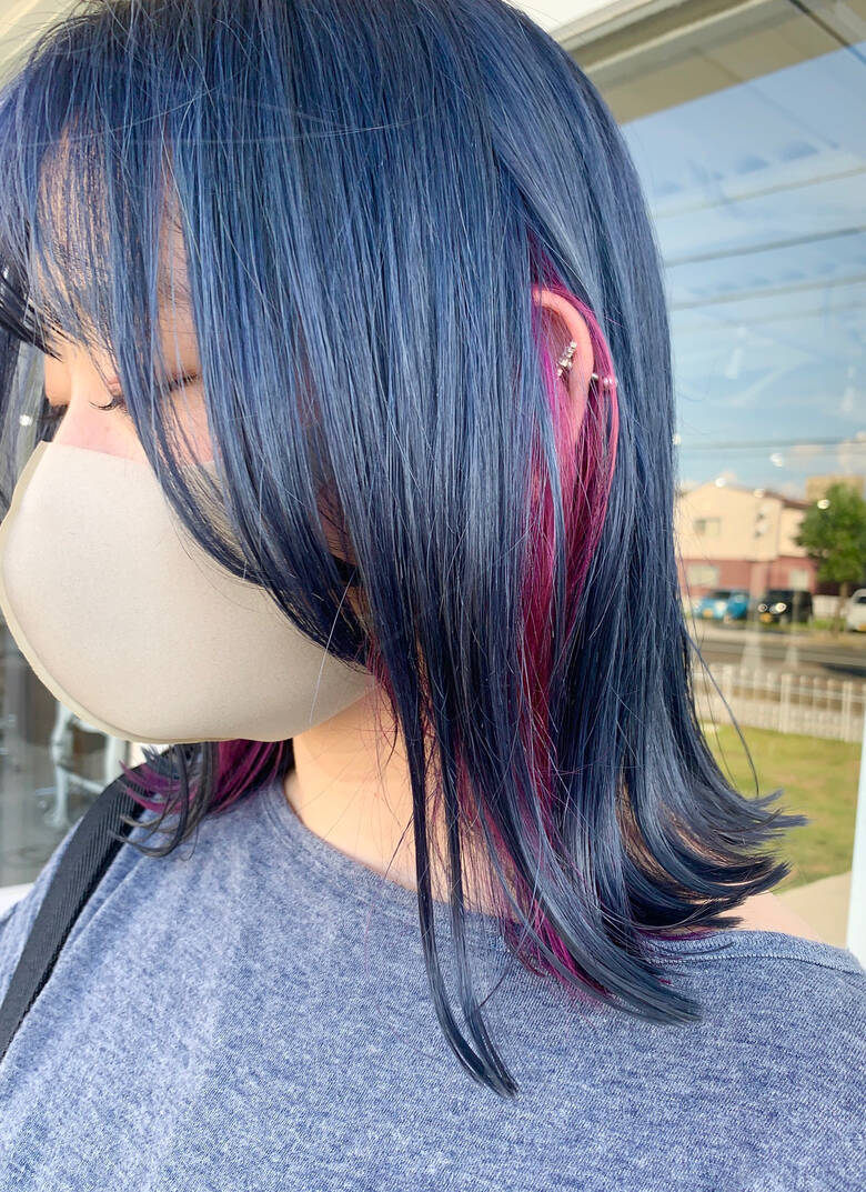 ネイビーカラー インナーカラー イヤリングカラー ネイビーブルー Ferreira フェレイラ ユアサケンイチ 湯浅 賢一 5817 Hair ネイビーカラー インナーカラー イヤリングカラー ネイビーブルー Ferreira フェレイラ ユアサケンイチ 湯浅 賢一 5817 Hair