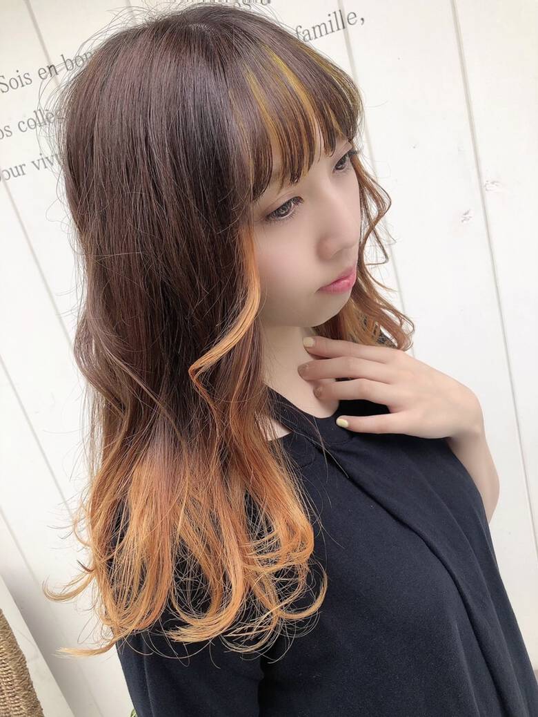 レイヤーロングヘア ゆるウェーブ インナーカラー レイヤースタイル 髪質改善 Hair Grandage 北千住 髪質改善 Hair Grandage 北千住 Hair