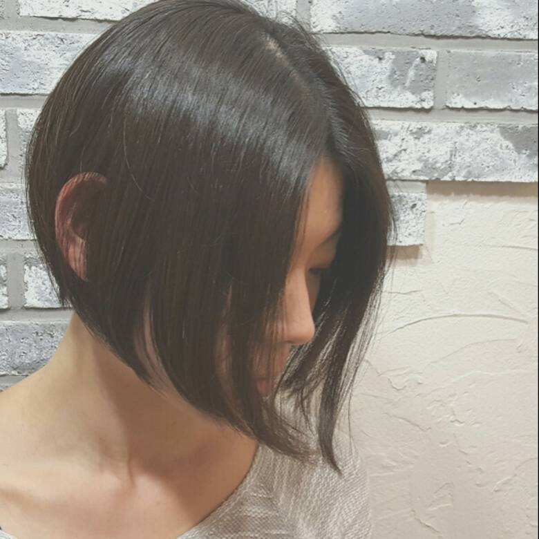 ボブ ショート レザーカット 黒髪 Air Berry 原田 友彦 Hair