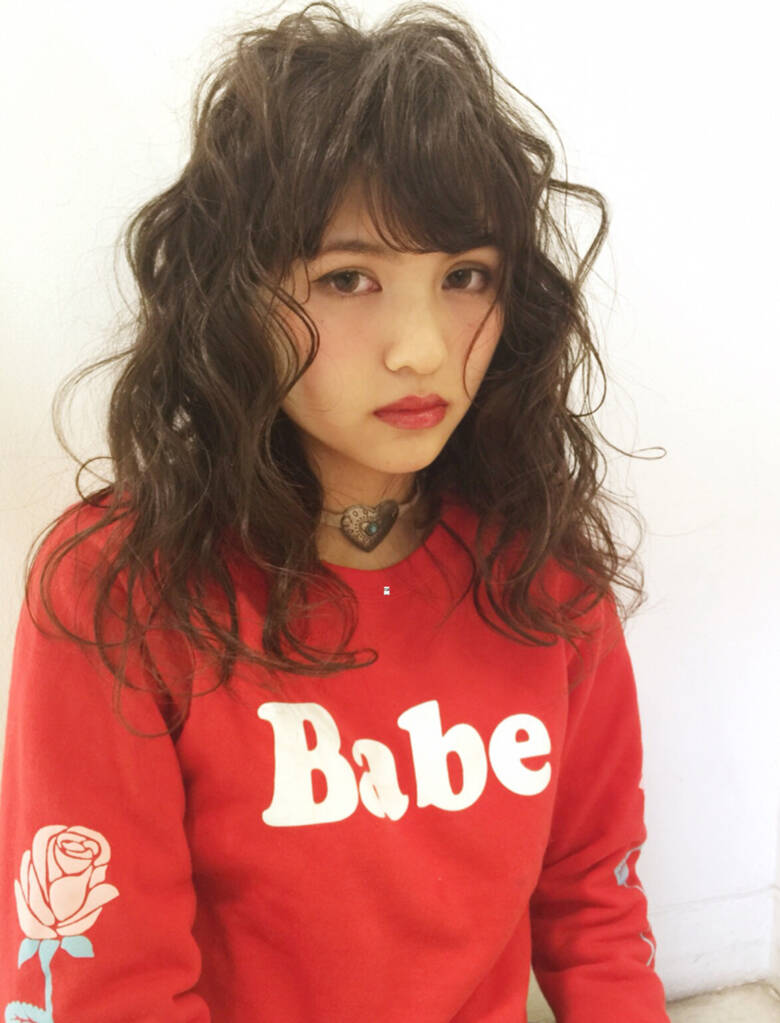 パーマ 簡単 セミロング 暗髪 Axis 近藤由衣 1190 Hair