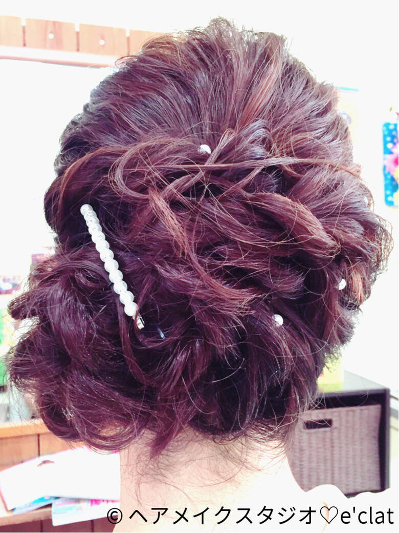 大人女子 ヘアアレンジ 結婚式 ミディアム ヘアメイクスタジオ E Clat ヘアメイクスタジオ E Clat Hair