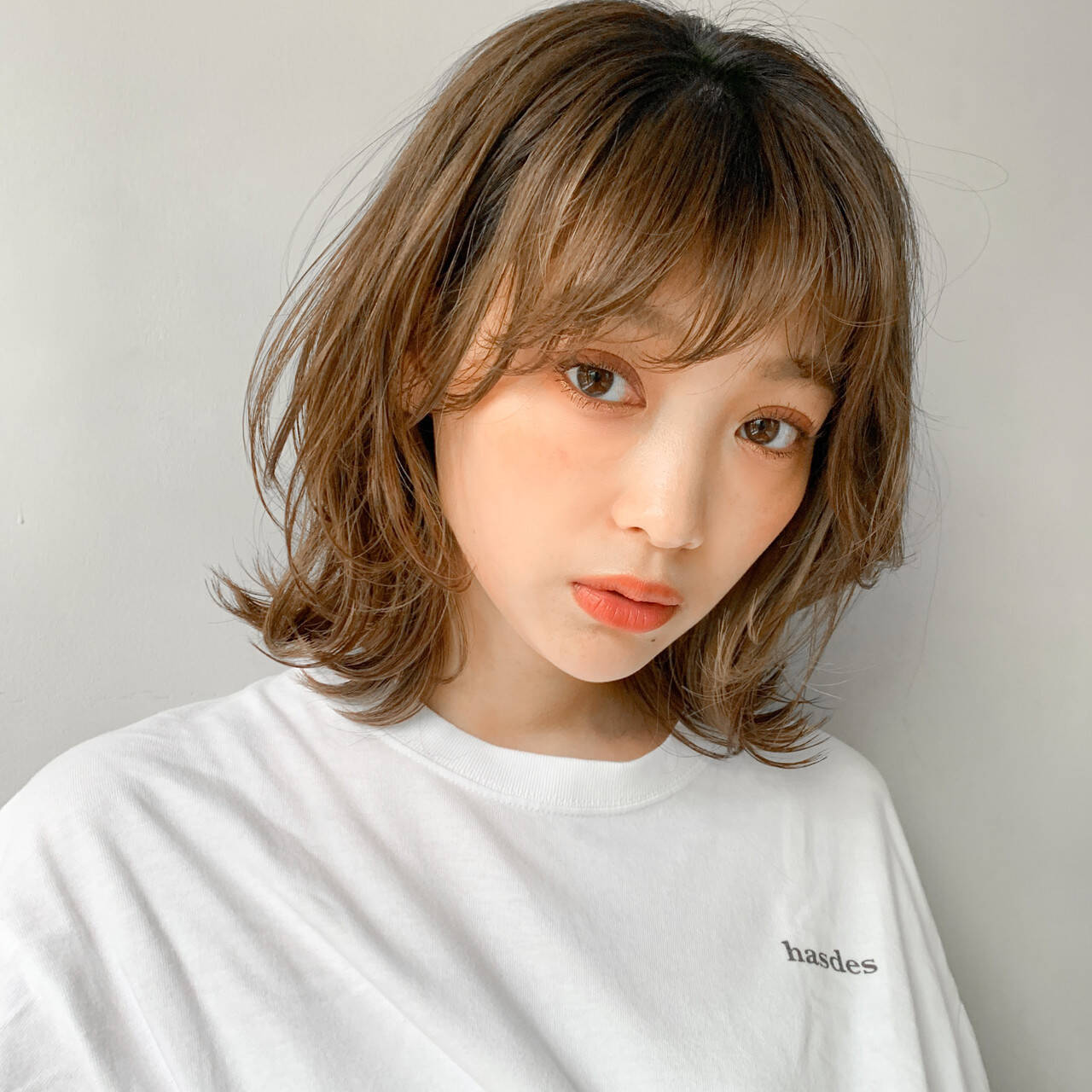 ミディアム レイヤーボブ ウルフカット ハイトーンボブ Kyli 塚本 夏帆 6486 Hair