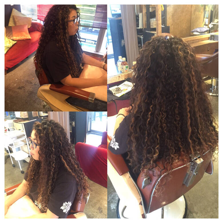 ハイトーン メッシュ スパイラルパーマ ロング Jill花小金井 八重 2350 Hair