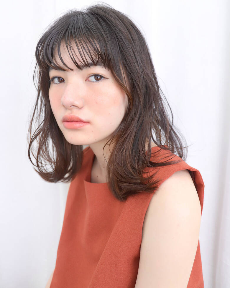 ナチュラル ゆるふわパーマ ミディアム 無造作パーマ Baco 渡部朋子 6443 Hair