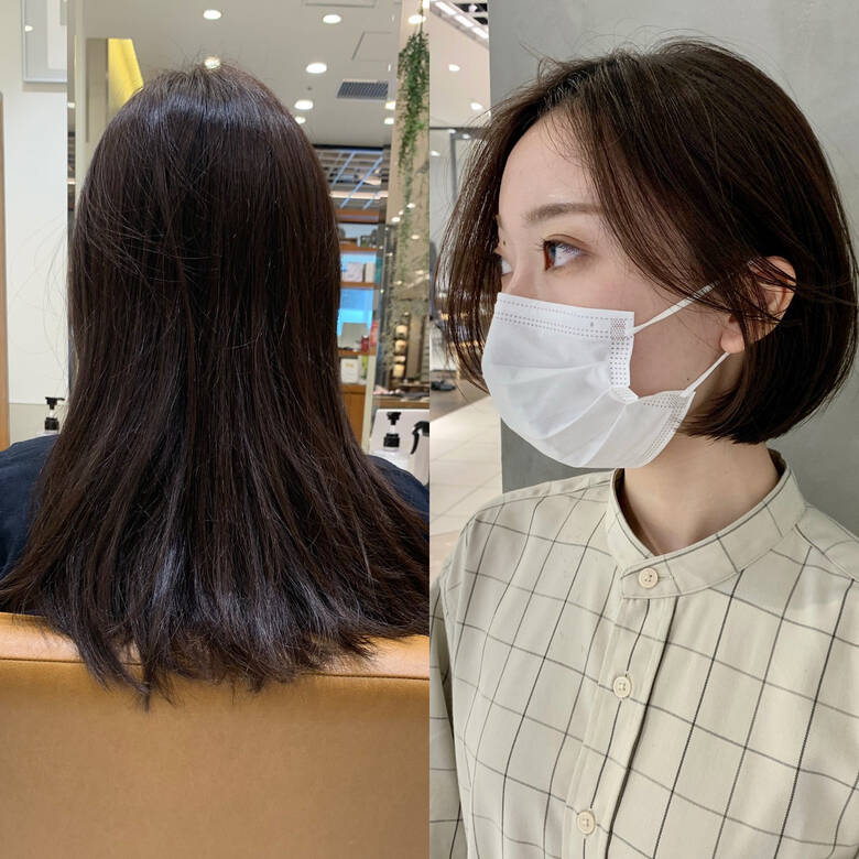 ボブ 10代 切りっぱなしボブ ナチュラル Peek A Boo Newoman新宿 朝賀健人 Hair